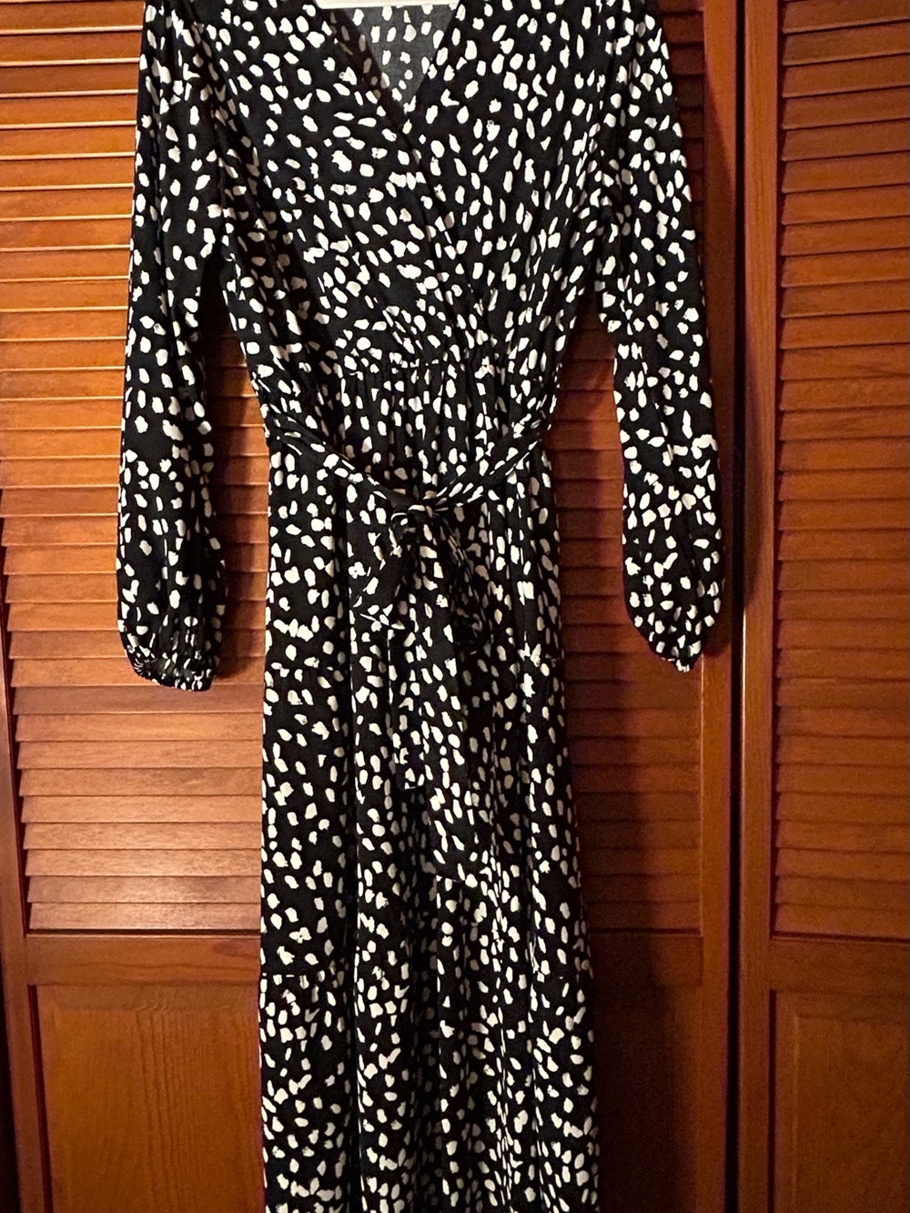 Black and White Printed Wrap Maxi Dress - Women's